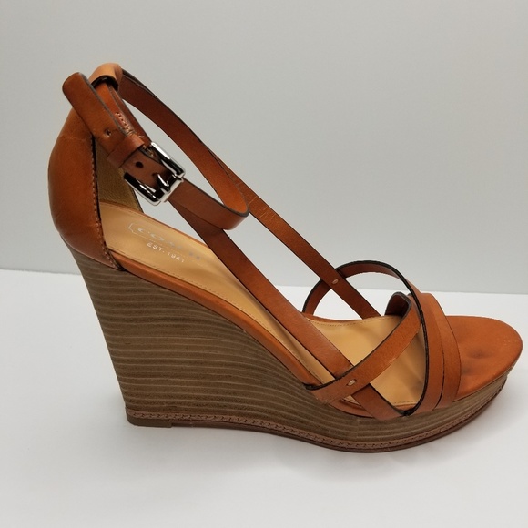 Leather Coach Wedge Sandals - Picture 5 of 6